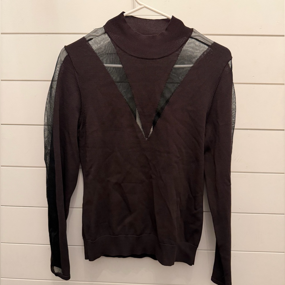 NWT River Island Chocolate brown Sheer Detail Top 12